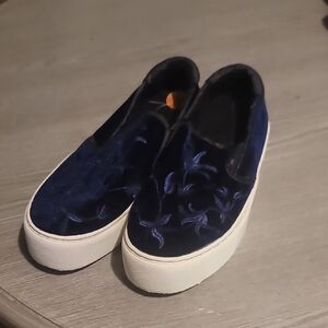 Keneth Cole Velvet Slip On Platform Sneakers Size 6